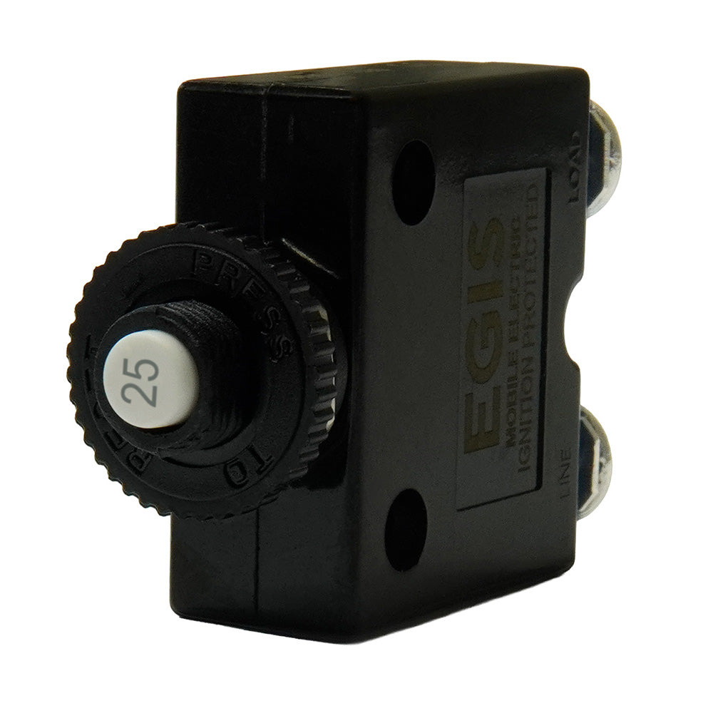 Egis Mobile Electric 4710-25 Egis 25A Push Button Panel Mount Circuit Breaker - Screw Terminals