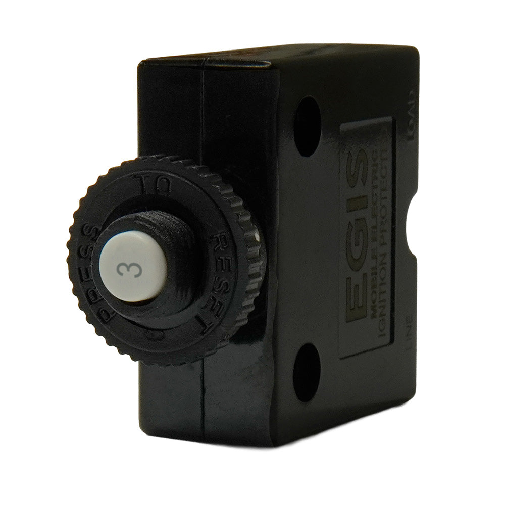 Egis Mobile Electric 4711-03 Egis 3A Push Button Panel Mount Circuit Breaker - Spade Terminal