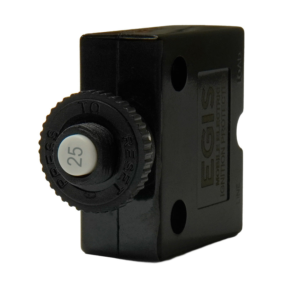 Egis Mobile Electric 4711-25 Egis 25A Push Button Panel Mount Circuit Breaker - Spade Terminal