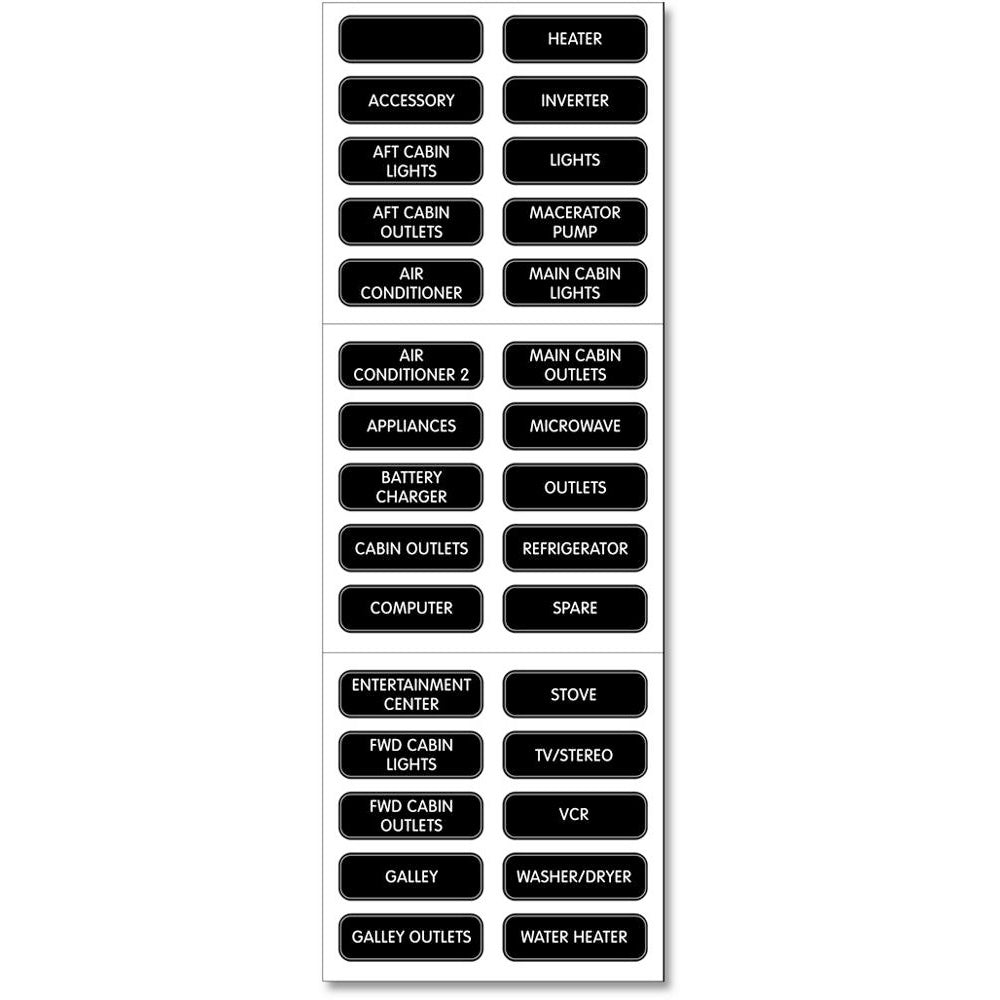 Blue Sea Systems 8031 Blue Sea 8031 AC Panel Basic 30 Label Set