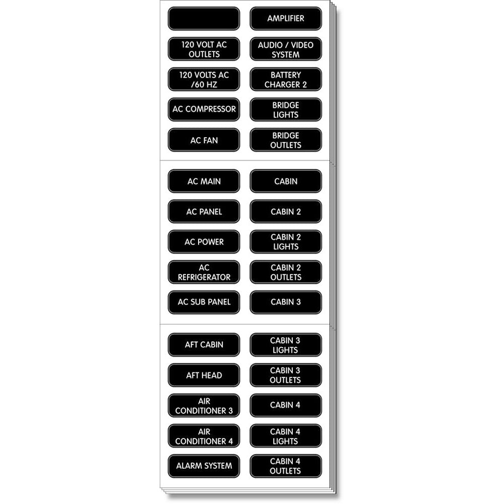 Blue Sea Systems 8067 Blue Sea 8067 AC Panel Extended 120 Label Set