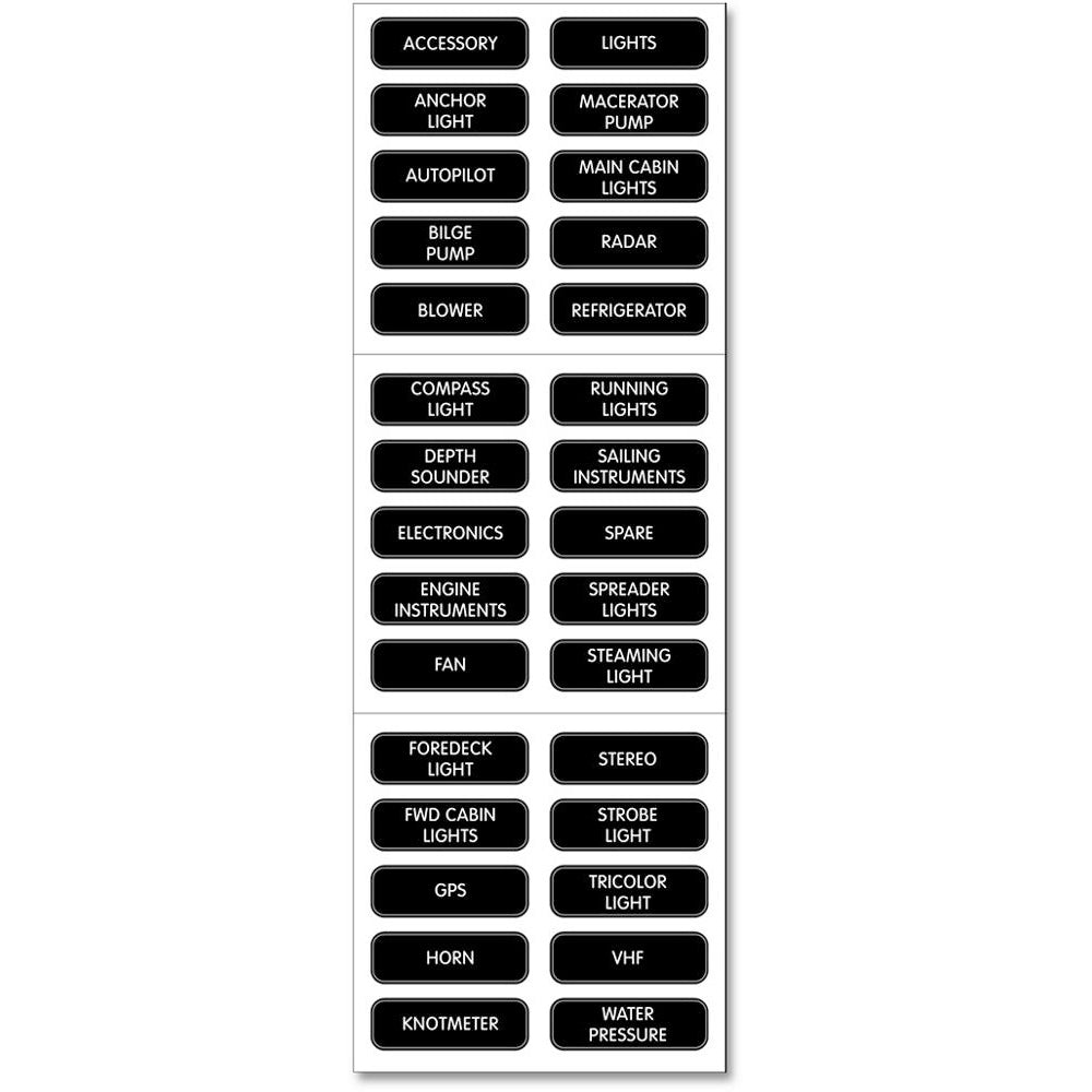 Blue Sea Systems 8030 Blue Sea 8030 DC Panel Basic 30 Label Set
