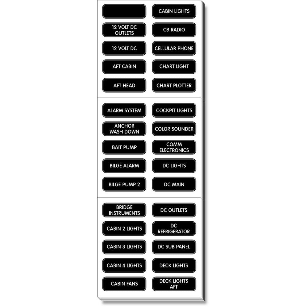 Blue Sea Systems 8039 Blue Sea 8039 DC Panel Extended 120 Label Set