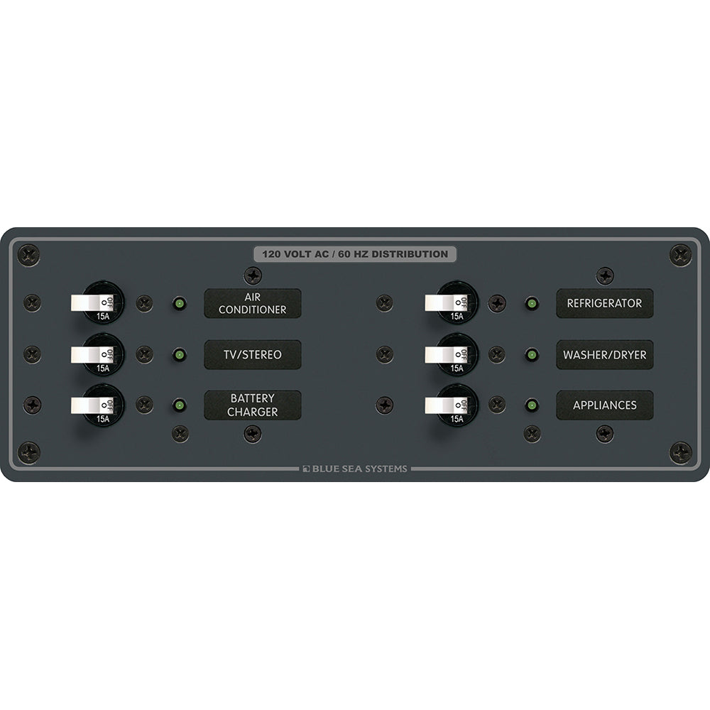 Blue Sea Systems 8097 Blue Sea 8097 AC 6 Position Toggle Circuit Breaker Panel - White Switches