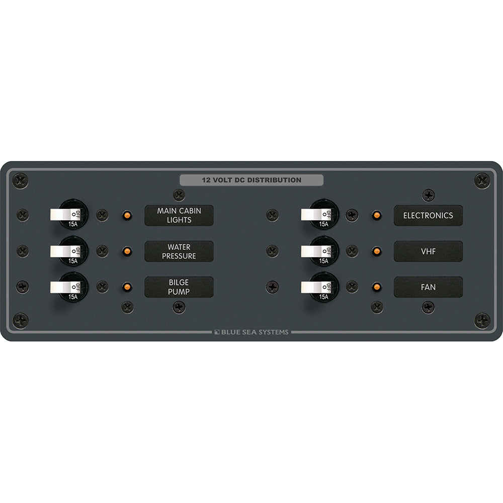 Blue Sea Systems 8096 Blue Sea 8096 DC 6 Position Toggle Branch Circuit Breaker Panel - White Switches