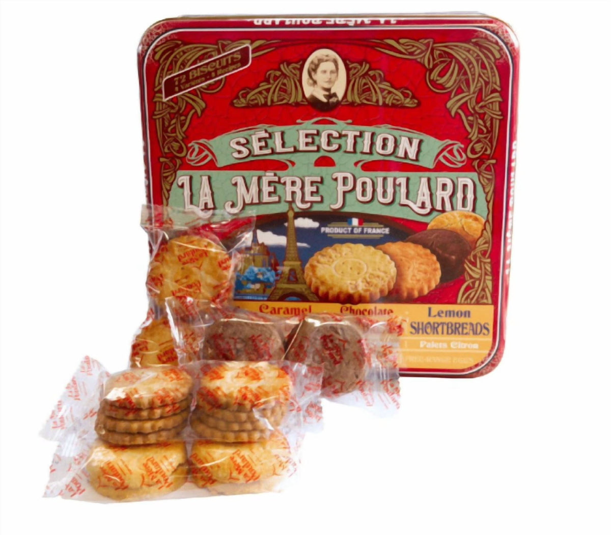 La Mère Poulard La Mère Poulard French Butter Cookies, Assorted Flavors, 1.49 lb Tin