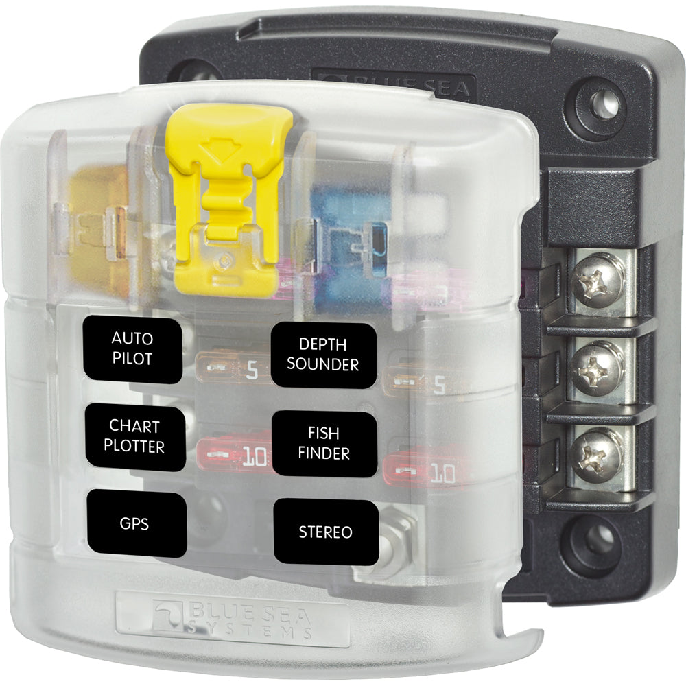 Blue Sea Systems 5028 Blue Sea 5028 ST Blade Fuse Block w/ Cover - 6 Circuit without Negative Bus