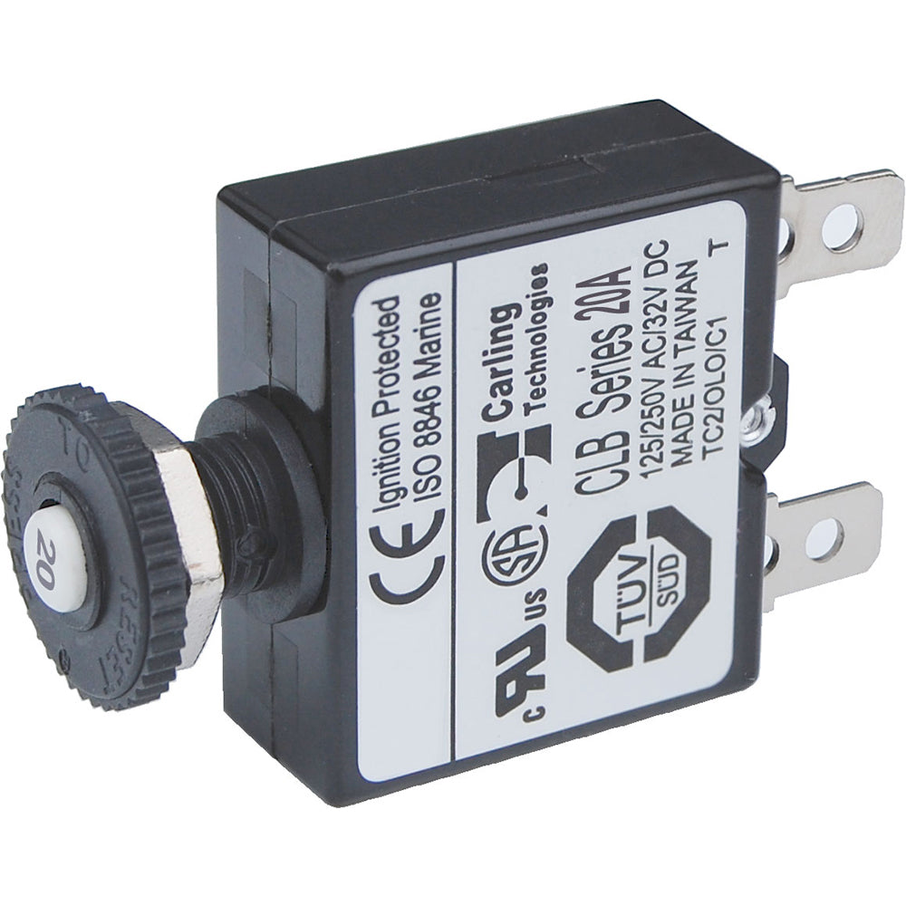 Blue Sea Systems 7057 Blue Sea 7057 20A Push Button Thermal with Quick Connect Terminals