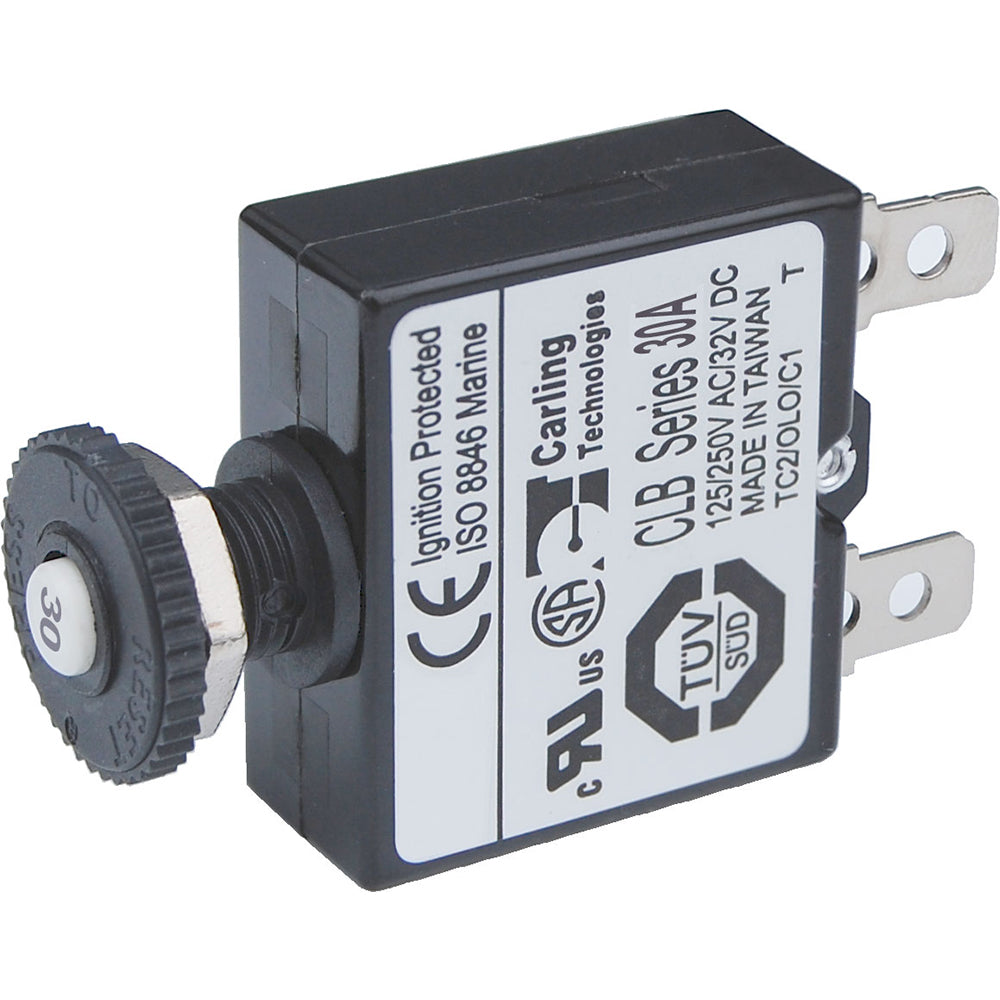 Blue Sea Systems 7059 Blue Sea 7059 30A Push Button Thermal with Quick Connect Terminals