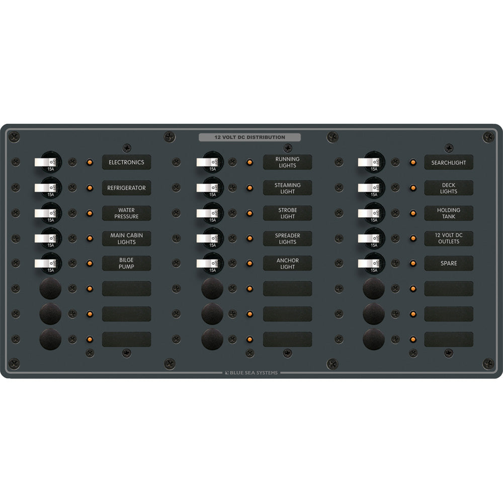 Blue Sea Systems 8264 Blue Sea 8264 Traditional Metal DC Panel - 24 Positions