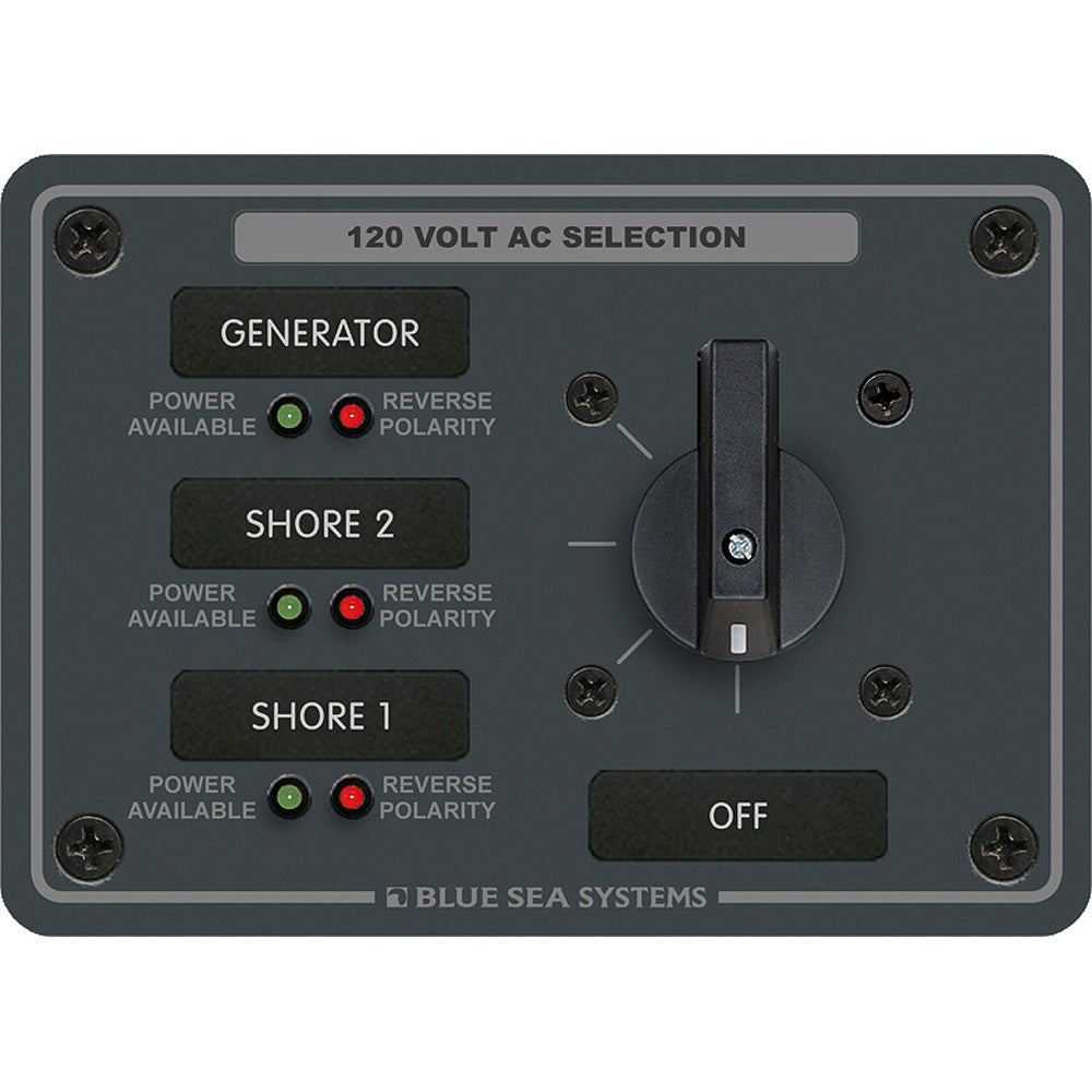 Blue Sea Systems 8366 Blue Sea 8366 AC Rotary Switch Panel 30 Ampere 3 Positions + OFF, 2 Pole