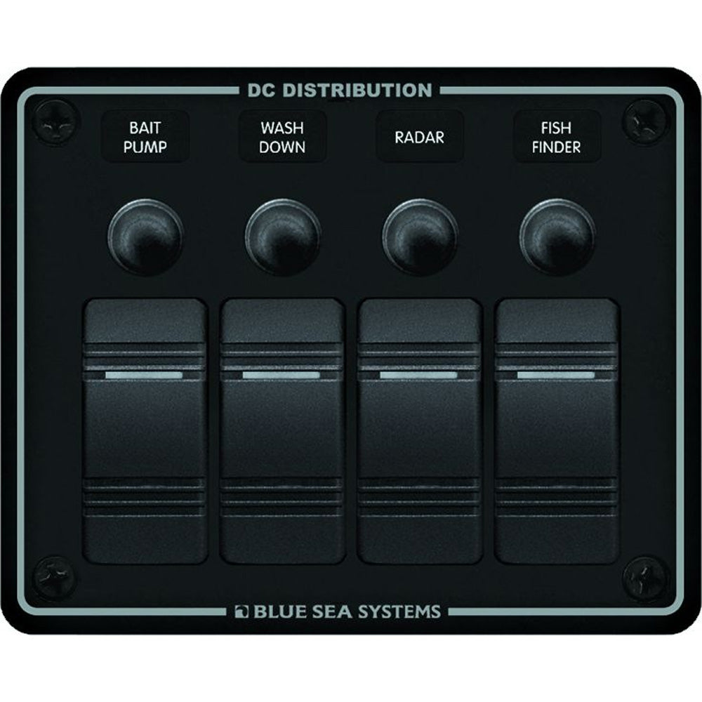 Blue Sea Systems 8372 Blue Sea 8372 Water Resistant 4 Position - Black - Horizontal Mount Panel