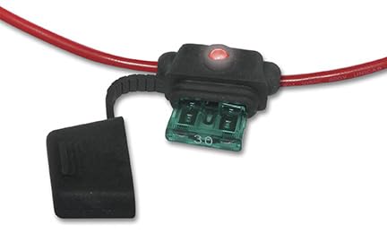 WIRTHCO 24413 WirthCo Battery Doctor 24413 LED ATO ATC MidBlade in-Line Fuse Holder with Cover, 30 Amp 12 Volt, 12-Gauge Wire, Water Resistant
