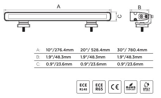 GO RHINO 750001014CBS Go Rhino Xplor Lighting: Flash Series 10" Single Multi Function LED Light Bar | Aluminum, Black | 750001014CBS