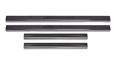 PUTCO 95183BPGM-1 Putco Chevrolet Bowtie Licensed Black Stainless Steel Door Sills Kit - Fits Chevy Silverado 2019-2025 Double Cab Regular Cab