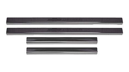 PUTCO 95183BPGM-1 Putco Chevrolet Bowtie Licensed Black Stainless Steel Door Sills Kit - Fits Chevy Silverado 2019-2025 Double Cab Regular Cab