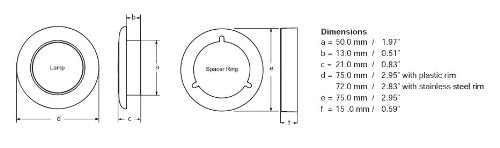 HELLA 980500521 Hella 980500521 '0500 Series' Slim Line White 12V DC Round Enhanced Brightness LED Courtesy Light with Polished Stainless Steel Rim