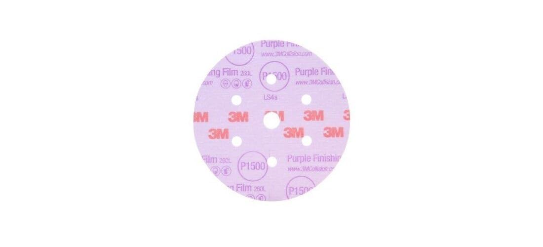 3M 34785 3M Hookit Coated A/O Aluminum Oxide AO Purple Hook & Loop Disc - Film Backing - P1000 Grit -Fine - 6 in Diameter - 34782 [PRICE is per BOX]
