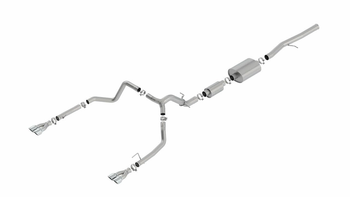 BORLA 140782 BORLA 140782 Cat-Back System for '19-'23 Chev. Silv. 1500/GMC Sierra 1500 (EXC. ZR2 & AT4X) 6.2L AT 2&4WD Ext. Cab (6' 7") Bed/Crew Cab (5' 9") Bed. O.E. Split Rear Adapt. 60706 Crew Cab (6' 7") Bed.