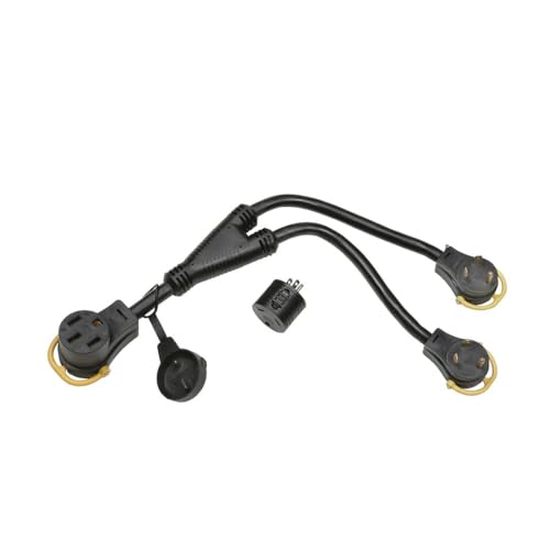 Arcon 17341 Arcon 17341 Multi-Max Generator Y-Adapter Cord 50 Amp 14-50P Male to Dual 30 Amp L5-30R Twist Lock Female, 17 Inch Legs with 30A-to-20A Adapter, Waterproof, Easy-Grip Handles