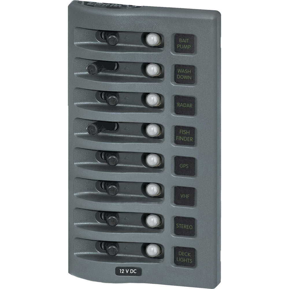 Blue Sea Systems 4378 Blue Sea 4378 WeatherDeck Water Resistant Circuit Breaker Panel - 8 Position - Grey