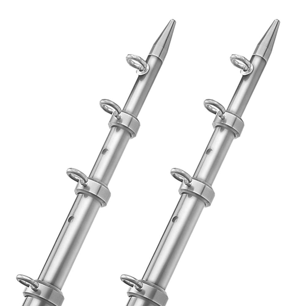 TACO Marine OT-0542VEL15-HD TACO 15' Telescopic Outrigger Poles HD 1-½" - Silver/Silver