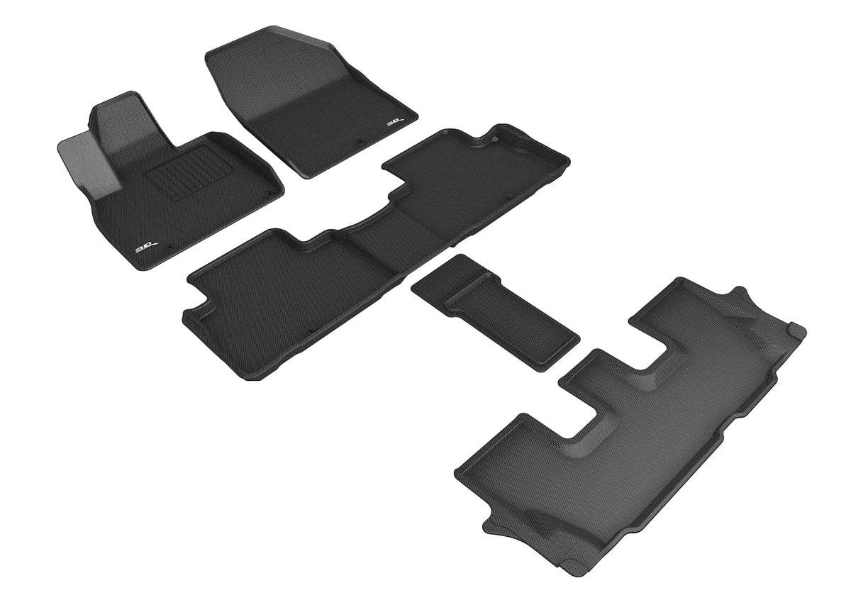 3D MAXpider L1KA05101509 3D MAXpider Custom Fit Kagu Floor Mat (Black) Compatible with Kia Telluride 7-Seat 2020-2025 - Full Set