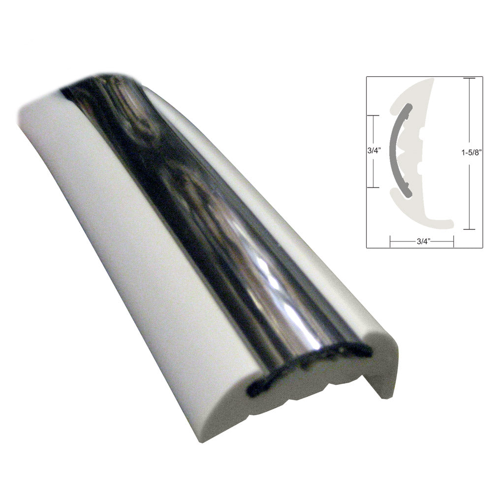 TACO Marine V11-9811WCM70-2 TACO Semi-Rigid Rub Rail Kit - White w/Flex Chrome Insert - 70'