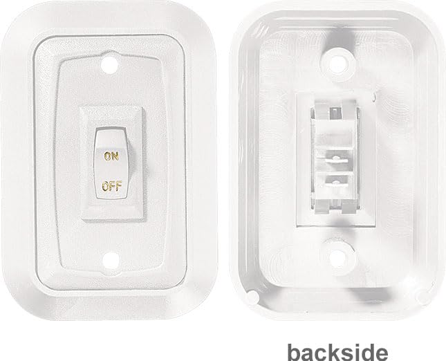 RV DESIGNER S653 RV Designer S653, Wall Plate Switch, White, Single, 3.53" x 2.39", On/Off - SPST - Includes Raised Bezel, Plate and Switch