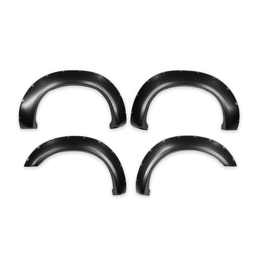 TRAILFX TFF3005S TrailFX Fender Flares for Ford F-250 Super Duty 2011-2016 Pocket Style Black Smooth Paintable Polypropylene Set of 4 Fender Flares with Stainless and Black Steel Rivets TrailFX TFF3005S