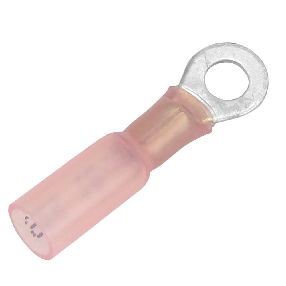 PACER TE18-10R-100 Pacer 22-18 AWG Heat Shrink Ring Terminal - #10 Stud Size - 100 Pack