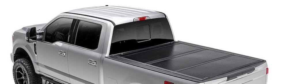TRAILFX TFX8004 Hard Folding Tonneau Cover Fits Ford F-250 Super Duty 6.8 Foot Bed 2017-2026 Tri-Fold 3 Panel Design, Lockable with OEM Tailgate Lock Gloss Black Powder Coated Aluminum TrailFX TFX8004