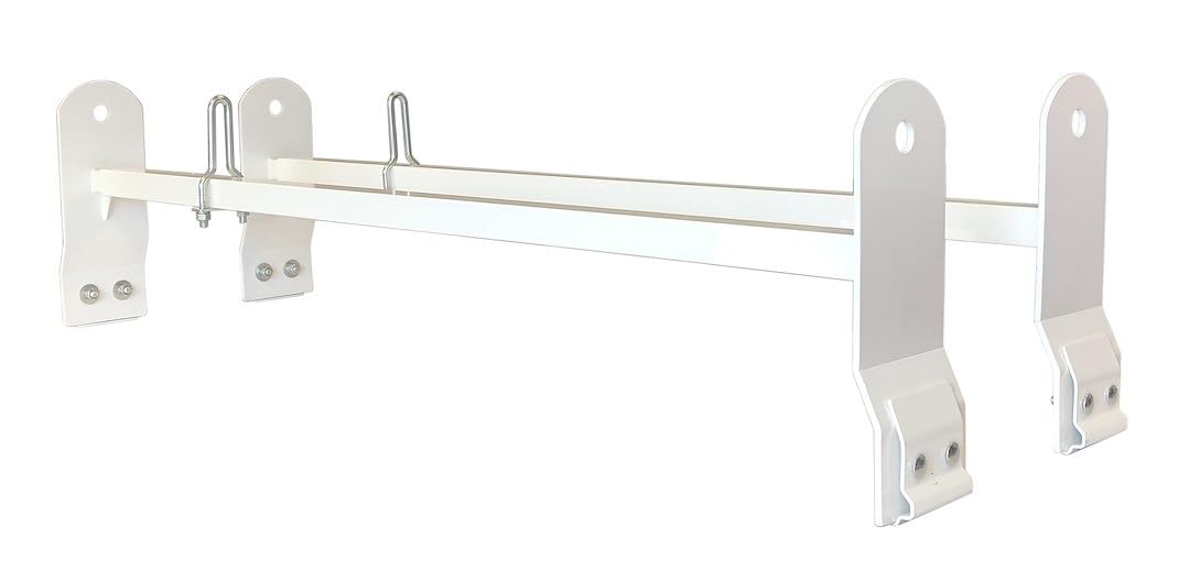 TRAILFX FCLR004W TrailFX Universal 2-Bar Van Ladder Rack White Powder Coated Steel Adjustable 53-63 Inch Length 600 lb Capacity Clamp-On Full Roof Gutter Mount TrailFX FCLR004W