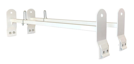 TRAILFX FCLR004W TrailFX Universal 2-Bar Van Ladder Rack White Powder Coated Steel Adjustable 53-63 Inch Length 600 lb Capacity Clamp-On Full Roof Gutter Mount TrailFX FCLR004W