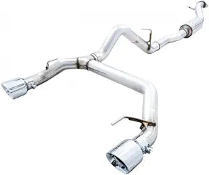 Awe Tuning 2021+ Bronco 0FG Dual Rear Exit Exhaust w/Chrome Silver Tips & Bash Guard - 3015-32456