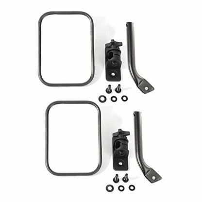 RUGGED RIDGE 11025.22 Rugged Ridge | Stubby Trail Mirror, Rectangular Pair, Textured Black | 11025.22 | Fits 1997-2018 Jeep Wrangler