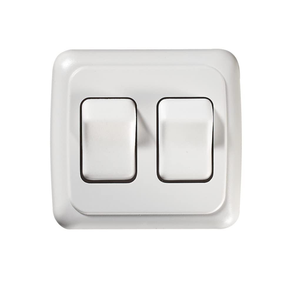 RV DESIGNER S533 RV Designer S533 - White Double Contoured Wall Switch, On/Off - SPST