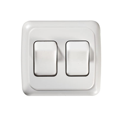 RV DESIGNER S533 RV Designer S533 - White Double Contoured Wall Switch, On/Off - SPST