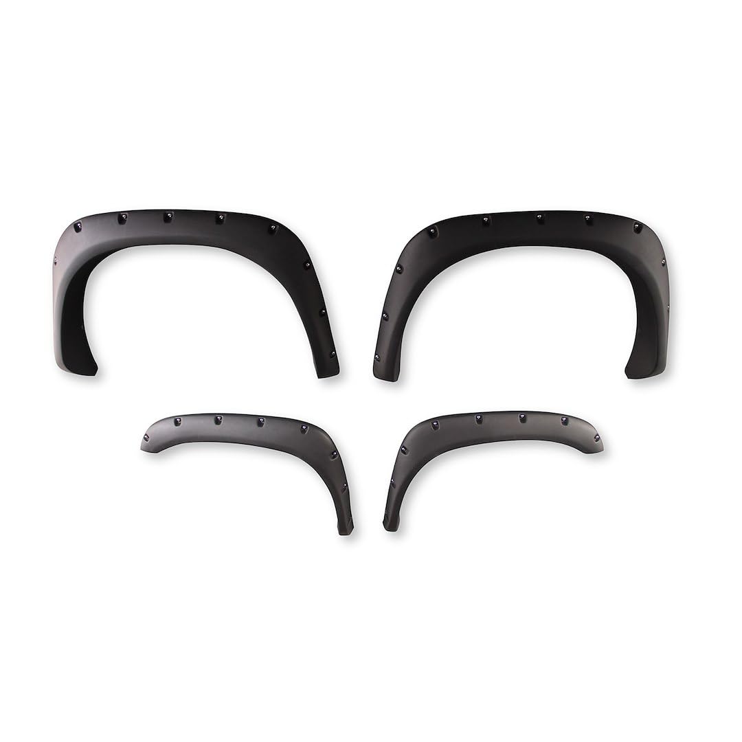 TRAILFX TFD3001S TrailFX Fender Flares Fits Dodge Ram 1500 2002-2008 Pocket Style Black Smooth Paintable Polypropylene, Set of 4 with Stainless and Black Steel Rivets TrailFX TFD3001S