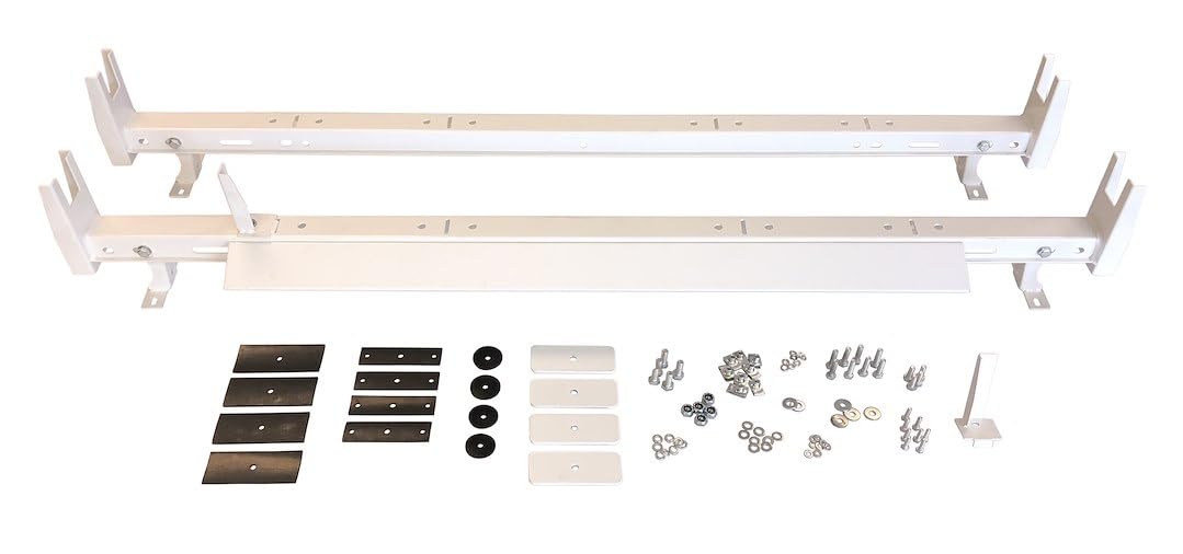 TRAILFX FCLR005W TrailFX Universal Van Ladder Rack Fits Ford Transit-150 2015-2025 Adjustable 2-Bar 500 lb Capacity White Powder-Coated Steel Bolt-On Fit for Vans Without Gutters