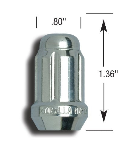 GORILLA K4CS-12150GR Gorilla Automotive 21132HT Small Diameter Acorn Chrome 4 Lug Kit (12mm x 1.50 Thread Size) - Pack Of 16