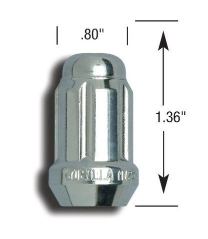 GORILLA K4CS-12150GR Gorilla Automotive 21132HT Small Diameter Acorn Chrome 4 Lug Kit (12mm x 1.50 Thread Size) - Pack Of 16