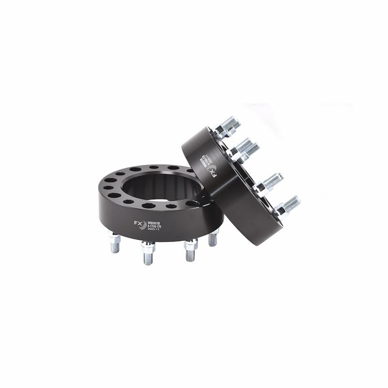 TRAILFX W866901N TrailFX Wheel Spacer W866901N, 8 x 6.69 Inch Bolt Pattern, 2 Inch Thickness, 125 Millimeter Hub Size, Black, Aluminum, Set Of 2, 16 Open End Conical Seat Lug Nuts, Fits 2005-2007 Ford F-250 Super Duty