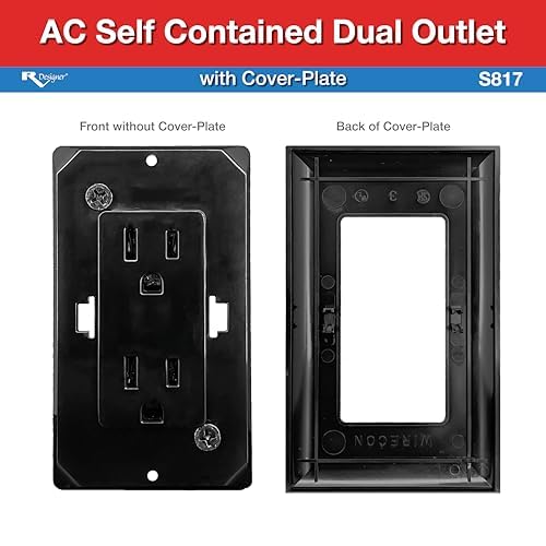 RV DESIGNER S817 RV Designer S817 - Self-Contained Dual AC Outlet with Cover Plate, Black