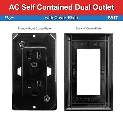 RV DESIGNER S817 RV Designer S817 - Self-Contained Dual AC Outlet with Cover Plate, Black