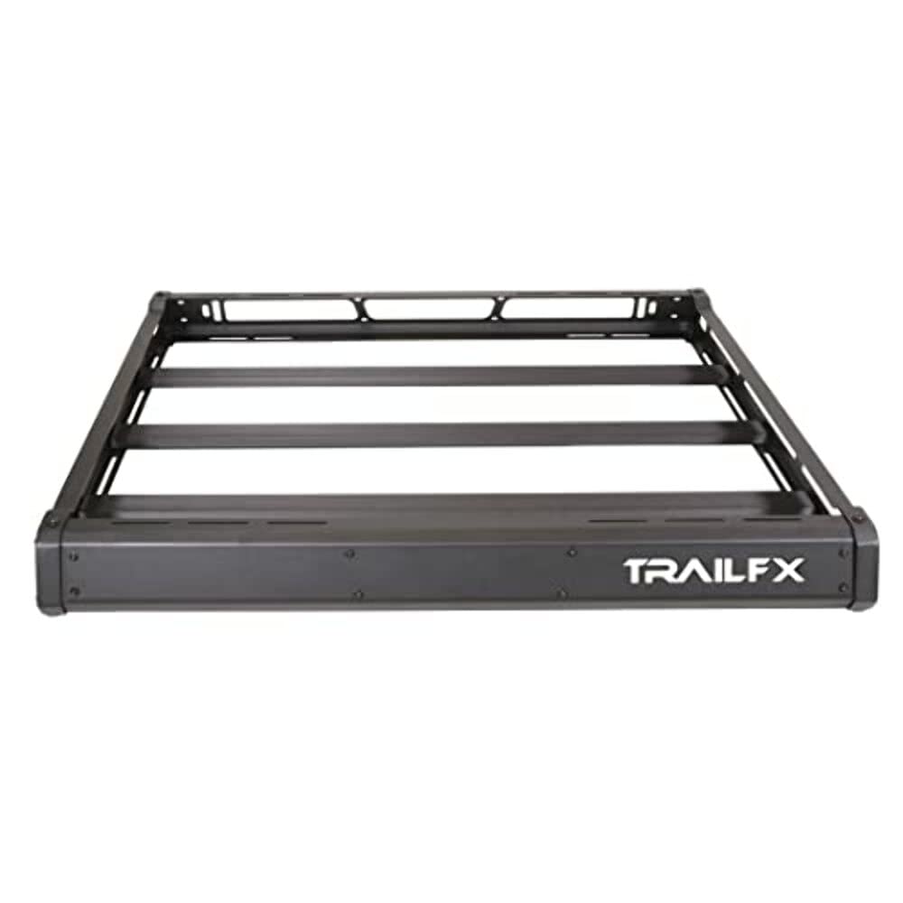 TRAILFX JRB001T Heavy-Duty Aluminum Roof Basket Cargo Carrier for Wrangler JL & Gladiator Direct Fit No Drill Application