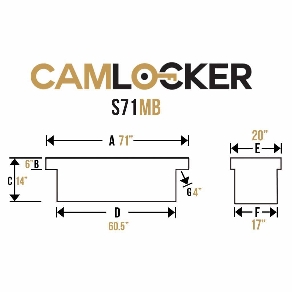 CAMLOCKER S71_MB Camlocker Tool-Box for Large Truck Beds - Matte Black Aluminum, 71-Inch, Extra Secure Lock - Made in the USA