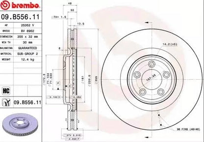 BREMBO 09B55611C02 Brembo 09.B556.11 UV Coated vented Front Brake Rotor JAGUAR OE# C2C25337