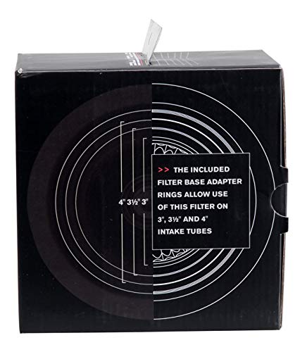 SPECTRE 8161 Spectre Universal Clamp-On Air Filter: High Performance, Washable Filter: Round Reverse Tapered; 3 in/3.5 in/4 in Flange ID; 2.625 in (67 mm) Height; 6 in (152 mm) Base; 4.75 in Top, SPE-8161, Black