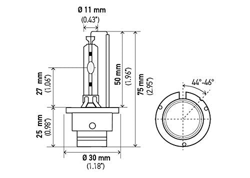 Hella D2S4300K D2S 4300 K Xenon Standard Bulb, (85V, 35W
